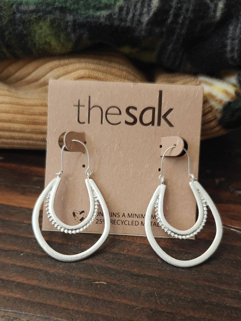 the sak Silver Double Teardrop Hoop Earrings D02 6738